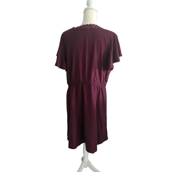 OLD NAVY Deep Purple V Neck Camisole Lace Trim Dress Size XL Tall - Picture 4 of 8